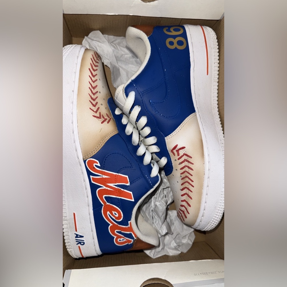 Nike Blue and White Mets Sneakers